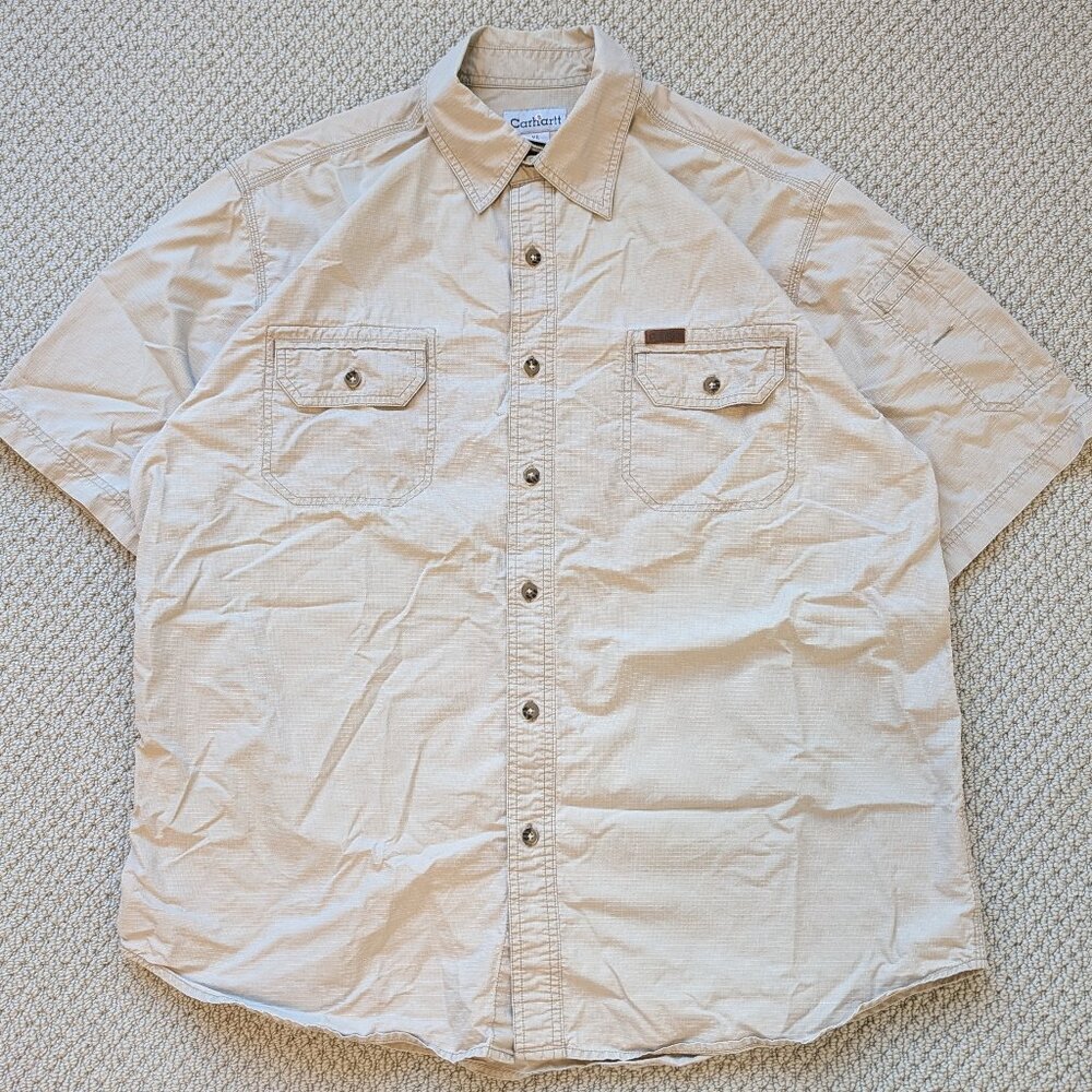Carhartt Work Shirt S162STN Cotton Ripstop XL Cream Beige